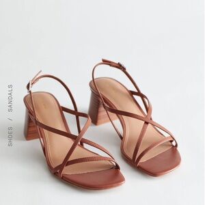 & Other Stories Tan Strappy Block Heel Sandals